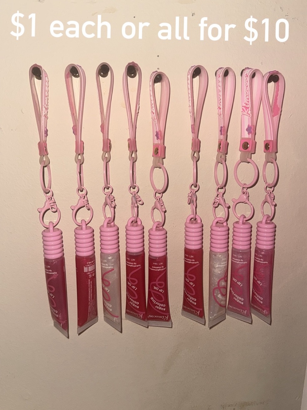 Pink Lip Gloss Keychain Set - Assorted Pink Shades